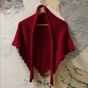 Hand Knit Wool Blend Shawl